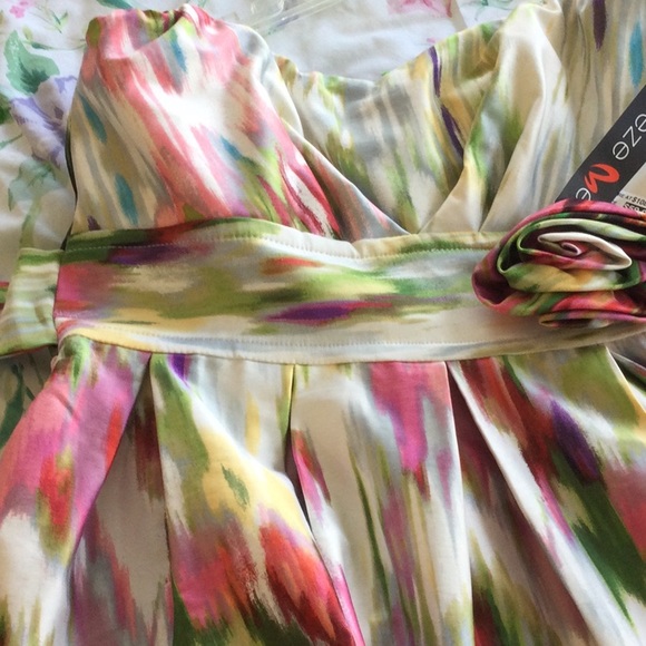 Prom dress by Teeze Me size 9 juniors. Pretty floral splash. Strapless. - Picture 2 of 9